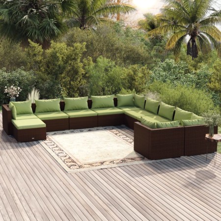 Garden furniture set 11 pieces and brown synthetic rattan cushions by vidaXL, Garden sets - Ref: Foro24-3102708, Price: 1,00 ...