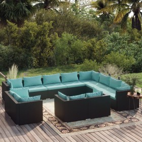 Garden furniture set 12 pieces black synthetic rattan cushions by vidaXL, Garden sets - Ref: Foro24-3102889, Price: 1,00 €, D...