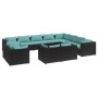 Set de muebles de jardín 12 pzas cojines ratán sintético negro de vidaXL, Conjuntos de jardín - Ref: Foro24-3102889, Precio: ...