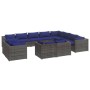 Set de muebles de jardín 12 pzas y cojines ratán sintético gris de vidaXL, Conjuntos de jardín - Ref: Foro24-3102894, Precio:...