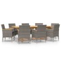 Juego de comedor de jardín 9 piezas con cojines gris de vidaXL, Conjuntos de jardín - Ref: Foro24-3103589, Precio: 709,99 €, ...