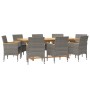 Juego de comedor de jardín 9 piezas con cojines gris de vidaXL, Conjuntos de jardín - Ref: Foro24-3103589, Precio: 709,99 €, ...