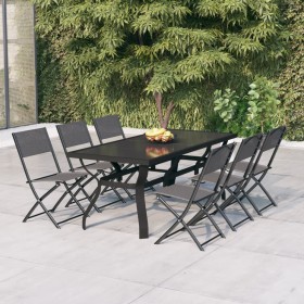 Juego de comedor de jardín 7 piezas con cojines gris y negro de vidaXL, Conjuntos de jardín - Ref: Foro24-3102919, Precio: 35...