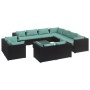 Set de muebles de jardín 12 pzas cojines ratán sintético negro de vidaXL, Conjuntos de jardín - Ref: Foro24-3102881, Precio: ...