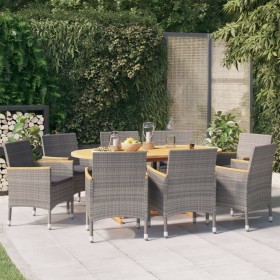 9-piece garden dining set with gray cushions by vidaXL, Garden sets - Ref: Foro24-3103599, Price: 669,74 €, Discount: %