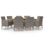 9-piece garden dining set with gray cushions by vidaXL, Garden sets - Ref: Foro24-3103599, Price: 691,99 €, Discount: %