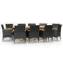 11-piece garden dining set with black cushions by vidaXL, Garden sets - Ref: Foro24-3103590, Price: 1,00 €, Discount: %