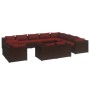 Set muebles de jardín 12 pzas y cojines ratán sintético marrón de vidaXL, Conjuntos de jardín - Ref: Foro24-3102891, Precio: ...