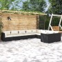 9-teiliges Gartenmöbel-Set und schwarze synthetische Rattankissen von vidaXL, Gartensets - Ref: Foro24-3102759, Preis: 1,00 €...