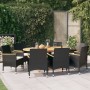 Juego de comedor de jardín 9 piezas con cojines negro de vidaXL, Conjuntos de jardín - Ref: Foro24-3103598, Precio: 759,55 €,...