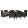 Juego de comedor de jardín 9 piezas con cojines negro de vidaXL, Conjuntos de jardín - Ref: Foro24-3103598, Precio: 759,55 €,...