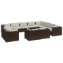 Set muebles de jardín 12 pzas y cojines ratán sintético marrón de vidaXL, Conjuntos de jardín - Ref: Foro24-3102890, Precio: ...