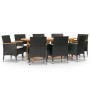 Juego de comedor de jardín 9 piezas con cojines negro de vidaXL, Conjuntos de jardín - Ref: Foro24-3103600, Precio: 808,17 €,...