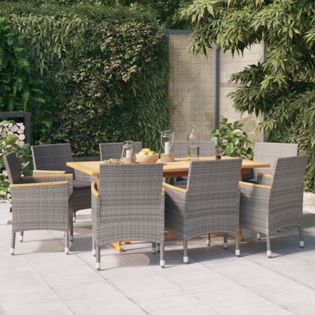 9-piece garden dining set with gray cushions by vidaXL, Garden sets - Ref: Foro24-3103587, Price: 708,71 €, Discount: %