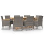 9-piece garden dining set with gray cushions by vidaXL, Garden sets - Ref: Foro24-3103587, Price: 708,71 €, Discount: %