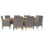 9-piece garden dining set with gray cushions by vidaXL, Garden sets - Ref: Foro24-3103587, Price: 708,71 €, Discount: %