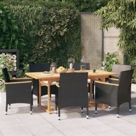 Juego de comedor de jardín 7 piezas con cojines negro de vidaXL, Conjuntos de jardín - Ref: Foro24-3103584, Precio: 633,99 €,...