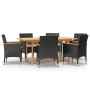 Juego de comedor de jardín 7 piezas con cojines negro de vidaXL, Conjuntos de jardín - Ref: Foro24-3103584, Precio: 633,66 €,...