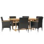 7-piece garden dining set with black cushions by vidaXL, Garden sets - Ref: Foro24-3103584, Price: 633,99 €, Discount: %