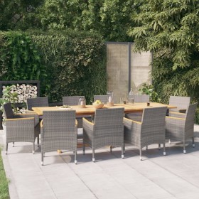 11-piece garden dining set with gray cushions by vidaXL, Garden sets - Ref: Foro24-3103593, Price: 951,99 €, Discount: %