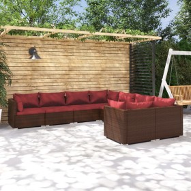 Garden furniture set 8 pieces and brown synthetic rattan cushions by vidaXL, Garden sets - Ref: Foro24-3102755, Price: 761,65...