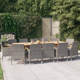 13-piece garden dining set with gray cushions by vidaXL, Garden sets - Ref: Foro24-3103595, Price: 1,00 €, Discount: %