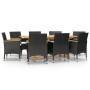 Juego de comedor de jardín 9 piezas con cojines negro de vidaXL, Conjuntos de jardín - Ref: Foro24-3103586, Precio: 689,99 €,...