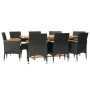 Juego de comedor de jardín 9 piezas con cojines negro de vidaXL, Conjuntos de jardín - Ref: Foro24-3103586, Precio: 780,34 €,...