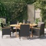 Juego de comedor de jardín 7 piezas con cojines negro de vidaXL, Conjuntos de jardín - Ref: Foro24-3103596, Precio: 596,03 €,...