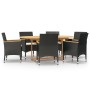 Juego de comedor de jardín 7 piezas con cojines negro de vidaXL, Conjuntos de jardín - Ref: Foro24-3103596, Precio: 596,03 €,...