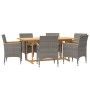 Juego de comedor de jardín 7 piezas con cojines gris de vidaXL, Conjuntos de jardín - Ref: Foro24-3103585, Precio: 608,36 €, ...