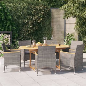 Juego de comedor de jardín 7 piezas con cojines gris de vidaXL, Conjuntos de jardín - Ref: Foro24-3103597, Precio: 591,97 €, ...