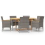 Juego de comedor de jardín 7 piezas con cojines gris de vidaXL, Conjuntos de jardín - Ref: Foro24-3103597, Precio: 591,97 €, ...