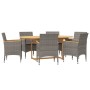 Juego de comedor de jardín 7 piezas con cojines gris de vidaXL, Conjuntos de jardín - Ref: Foro24-3103597, Precio: 591,97 €, ...