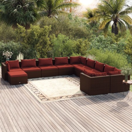 Garden furniture set 11 pieces and brown synthetic rattan cushions by vidaXL, Garden sets - Ref: Foro24-3102707, Price: 985,9...