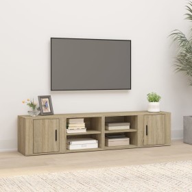 TV cabinet 2 units Sonoma oak plywood 80x31.5x36 cm by vidaXL, TV Furniture - Ref: Foro24-819443, Price: 70,28 €, Discount: %