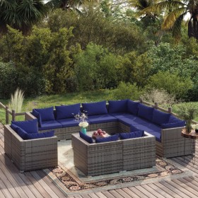 12-teiliges Gartenmöbel-Set und graue synthetische Rattankissen von vidaXL, Gartensets - Ref: Foro24-3102886, Preis: 876,99 €...