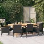 Juego de comedor de jardín 9 piezas con cojines negro de vidaXL, Conjuntos de jardín - Ref: Foro24-3103588, Precio: 807,30 €,...