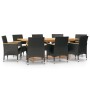 Juego de comedor de jardín 9 piezas con cojines negro de vidaXL, Conjuntos de jardín - Ref: Foro24-3103588, Precio: 807,30 €,...