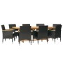 Juego de comedor de jardín 9 piezas con cojines negro de vidaXL, Conjuntos de jardín - Ref: Foro24-3103588, Precio: 765,92 €,...