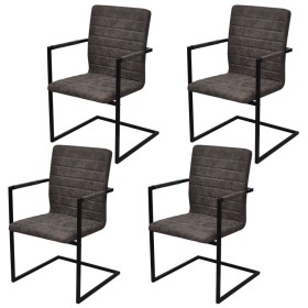 Cantilever dining chairs 4 units brown synthetic leather by vidaXL, dining chairs - Ref: Foro24-272413, Price: 378,08 €, Disc...