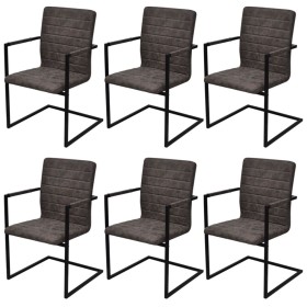 Cantilever dining chairs 6 units brown artificial leather by vidaXL, dining chairs - Ref: Foro24-272414, Price: 564,97 €, Dis...