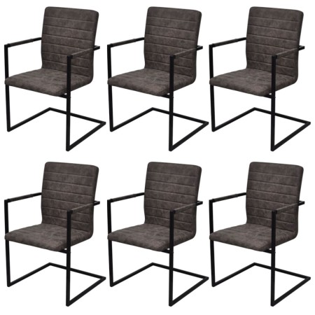 Cantilever dining chairs 6 units brown artificial leather by vidaXL, dining chairs - Ref: Foro24-272414, Price: 565,75 €, Dis...