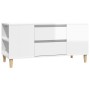 TV stand made of glossy white plywood 102x44.5x50 cm by vidaXL, TV Furniture - Ref: Foro24-819598, Price: 57,43 €, Discount: %