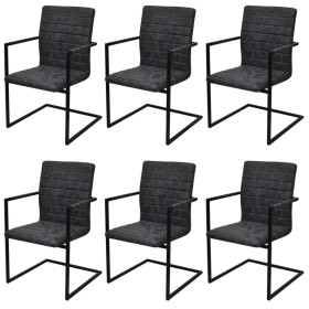 Cantilever dining chairs 6 units black synthetic leather by vidaXL, dining chairs - Ref: Foro24-272416, Price: 597,69 €, Disc...