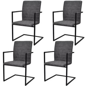 Cantilever dining chairs 4 units gray synthetic leather by vidaXL, dining chairs - Ref: Foro24-272417, Price: 399,42 €, Disco...