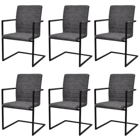 6 cantilever dining chairs in gray synthetic leather by vidaXL, dining chairs - Ref: Foro24-272418, Price: 597,69 €, Discount: %