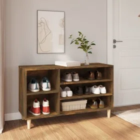 Smoked oak plywood shoe cabinet 102x36x60 cm by vidaXL, Shoe racks and shoe organizers - Ref: Foro24-819745, Price: 78,99 €, ...