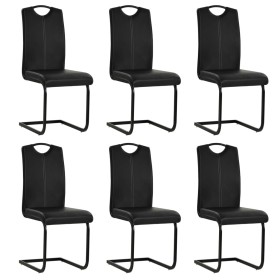 Cantilever dining chairs 6 units black synthetic leather by vidaXL, dining chairs - Ref: Foro24-275463, Price: 384,18 €, Disc...