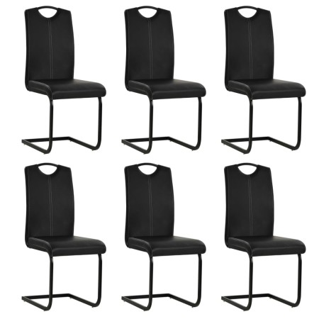 Cantilever dining chairs 6 units black synthetic leather by vidaXL, dining chairs - Ref: Foro24-275463, Price: 412,36 €, Disc...